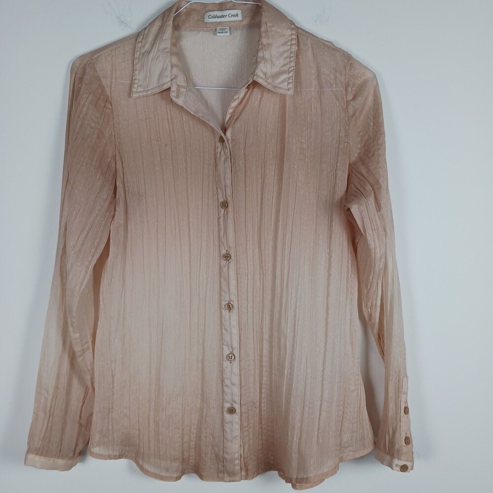 Coldwater Creek Women's Long Sleeve Button-Front Blouse - Blush